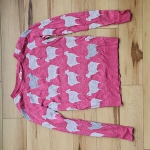 Mossimo Womens Pink Sweater Small White and Grey Sheep Cotton